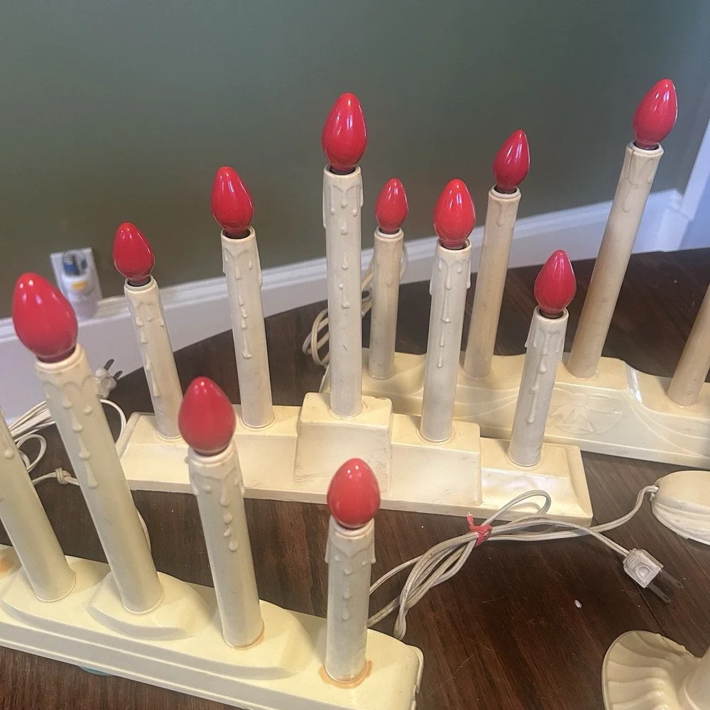 Christmas Candoliers 5-Light Holiday & Single Window Candles Candelabra Lot Of 8